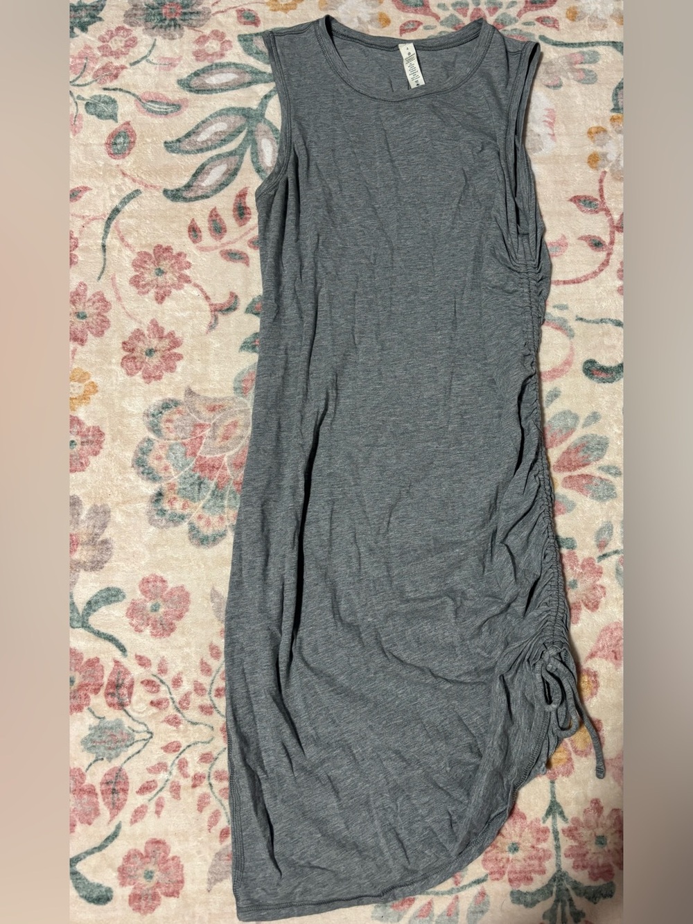 lululemon athletica Gray Sleeveless Ruched Side Midi Dress